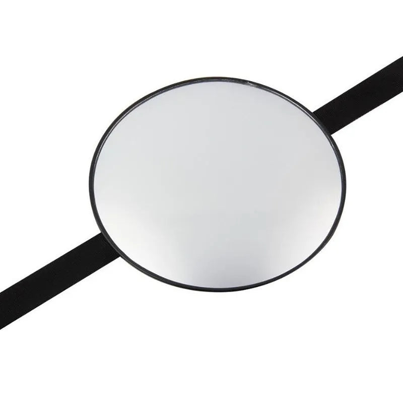 Black baby car rearview mirror with 17cm glass mounted on adjustable strap for rear-facing safety seats