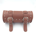 Black PU leather motorcycle bag with tie ropes, size 310x135x135mm, for electric vehicle modification storage