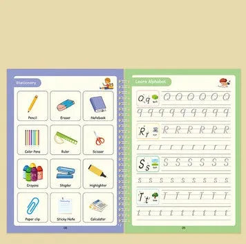 Children's English groove magic calligraphy practice set with double-sided boards and fountain pen