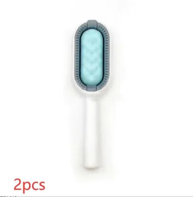 Green plastic pet hair removal comb with disposable wipes sticker for cats and dogs
