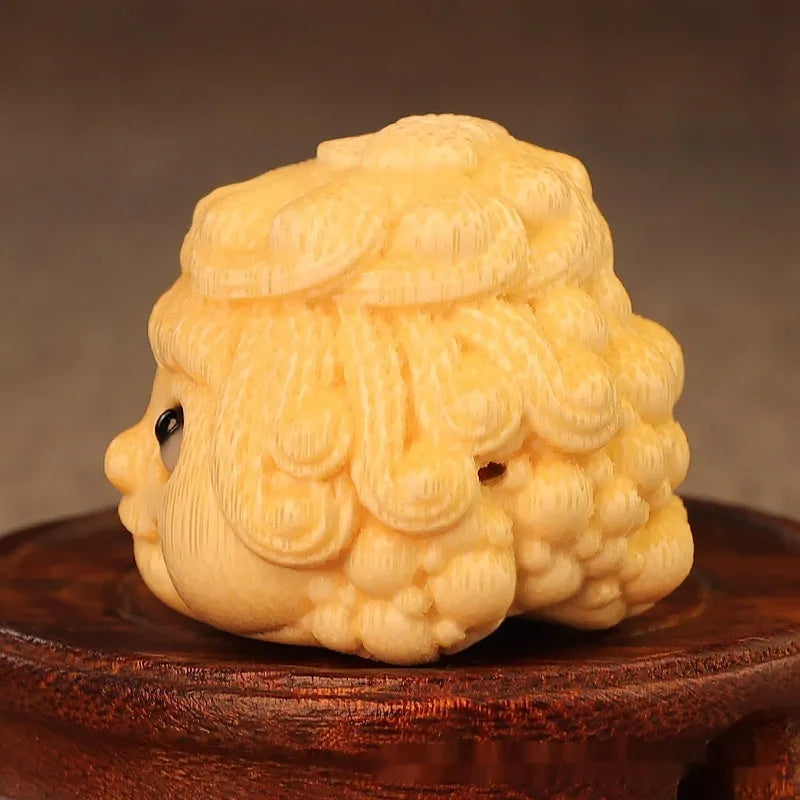 Solid bamboo carved golden toad princess ornament in cute style, 5.0 size