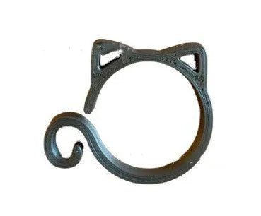 Cat-shaped plastic plant clip in gardening setting with colour options
