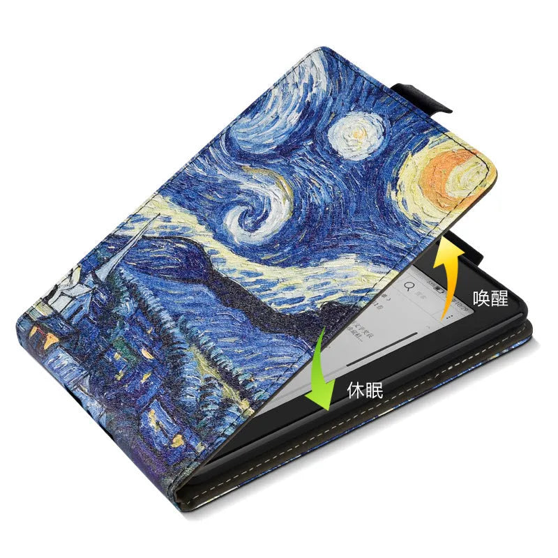 TPU protective case for Kindle with embossed bracket stand design in a selection of colours and patterns.