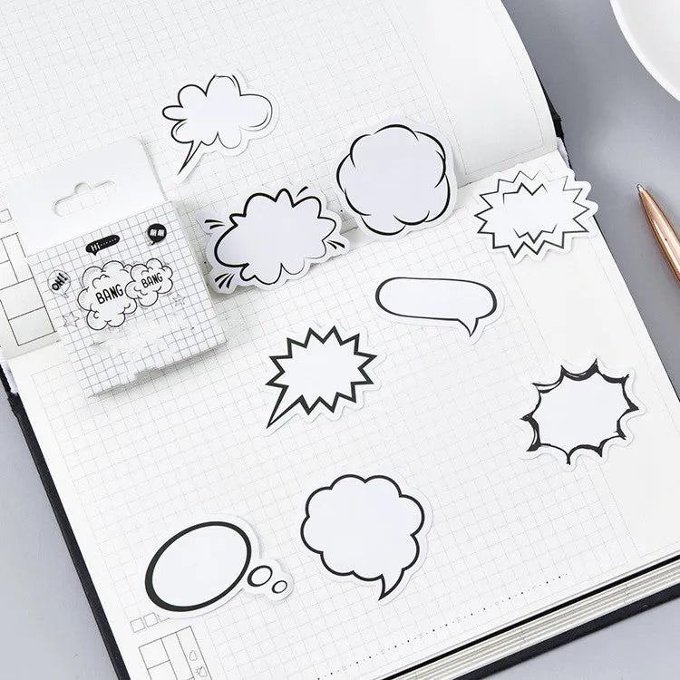 Momo original boxed stickers with black and white cartoon bubble designs for DIY craft decoration.