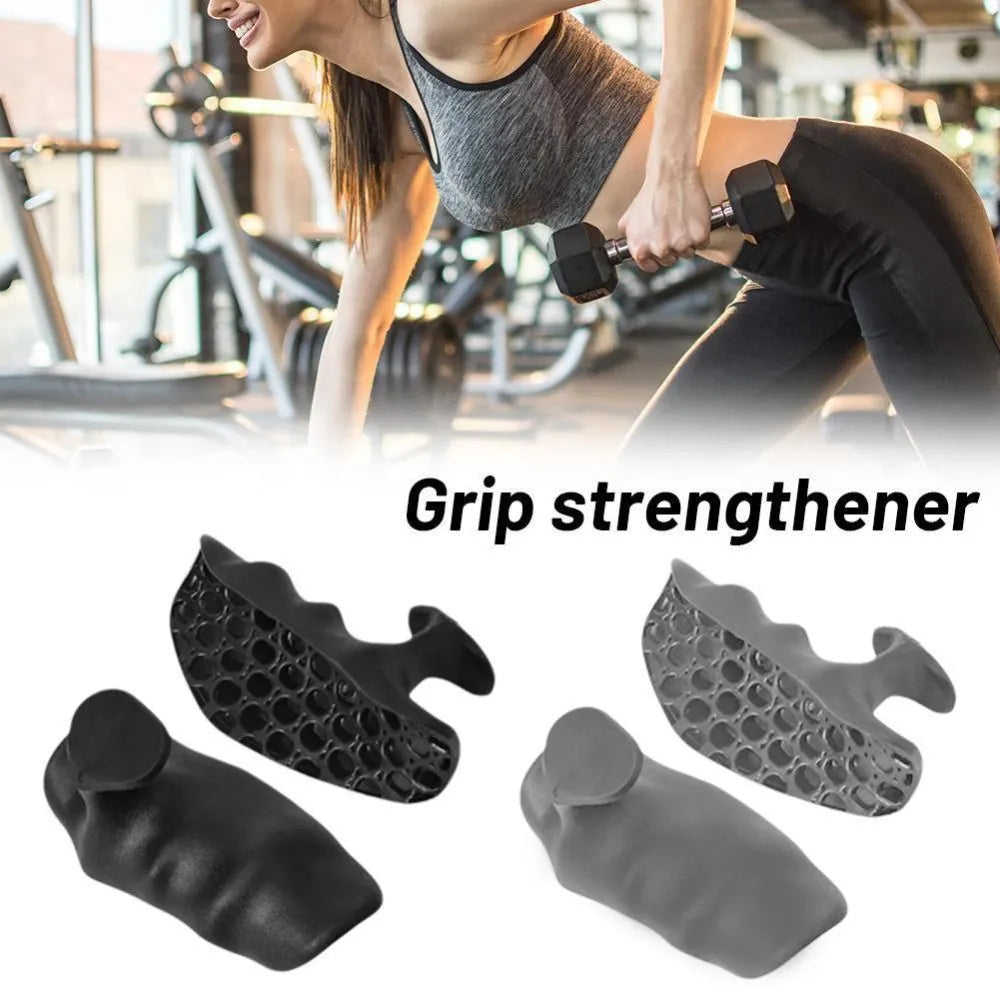 Anti-slip grip strengthener for dumbbell lifting, breathable finger trainer in gray and black
