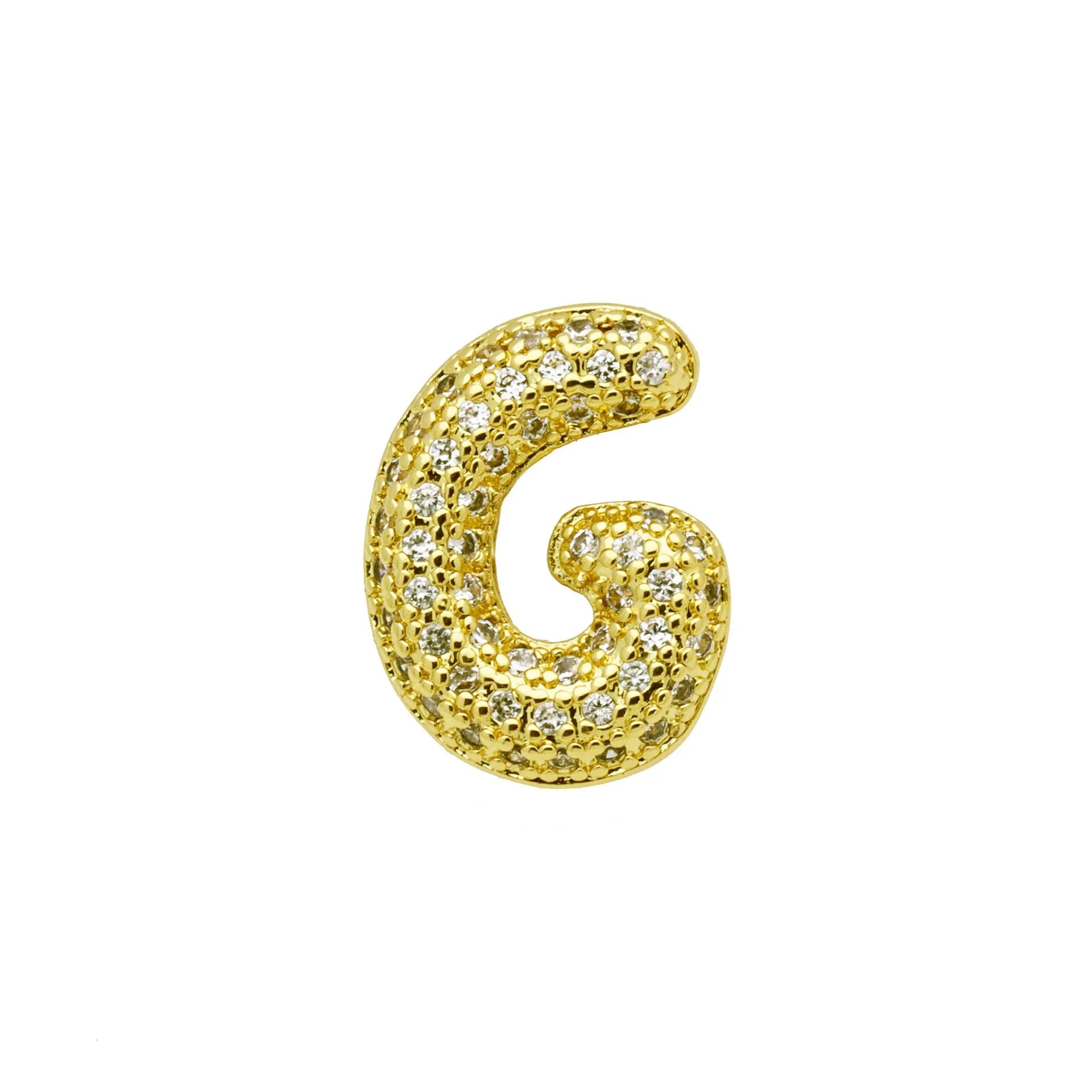 Copper letter bracelet with a single 'A' charm featuring micro inlaid zirconium detail on a gold-finished chain.