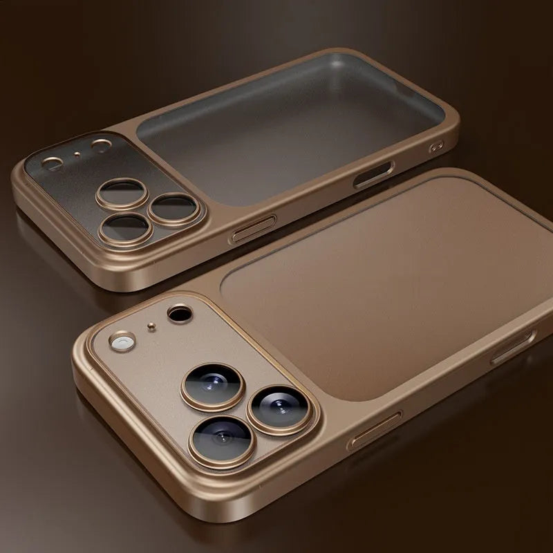 iPhone 17 series PC phone case with frosted electroplating finish in all-inclusive drop-resistant design
