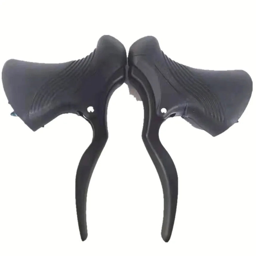 Pair of aluminium alloy road bicycle brake handles in black and black-silver colours