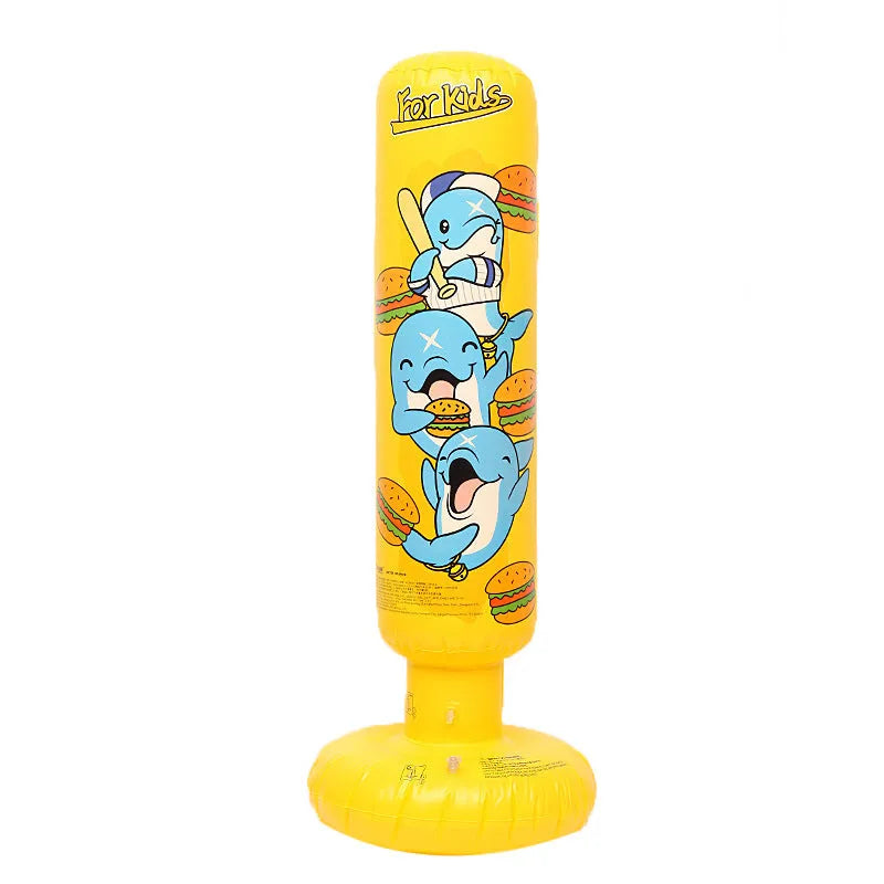 Yellow hamburger pattern inflatable boxing column measuring 120cm tall