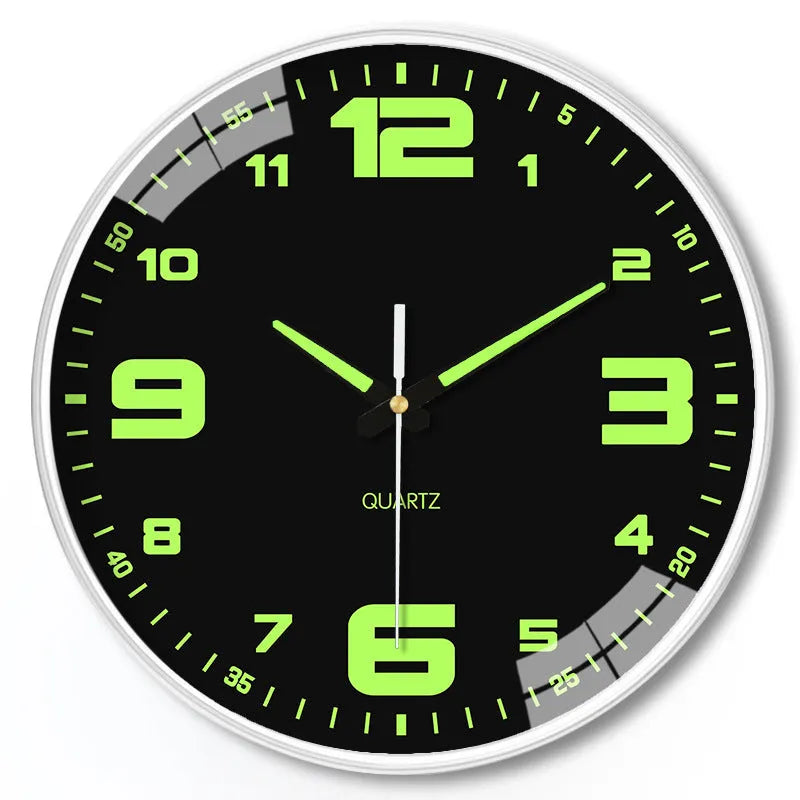 Modern 8-inch luminous wall clock with plastic shell in colour option YG010, YG011, or YG012.