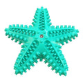 Blue starfish-shaped TPR dog chew toy with textured surfaces for dental cleaning