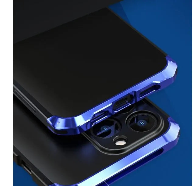 Full frame solid colour mobile phone case for Apple iPhone 13 series in aluminum alloy and plastic, black finish