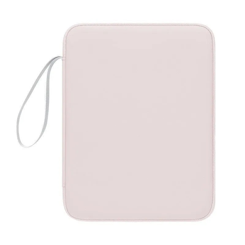 Imitation leather tablet protective case with handle in black, front view, fits 10.9-inch and 12.9-inch devices