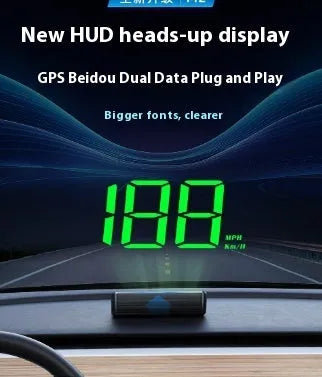 New universal head-up display car GPS velometer with HD speed display in green and white