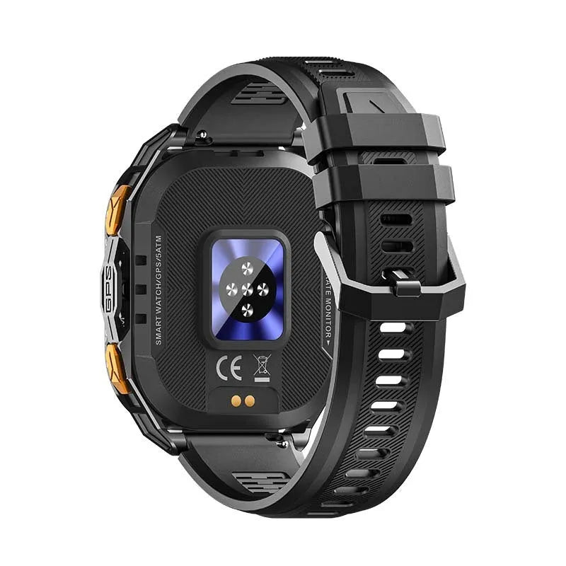X5 smart watch with AMOLED screen and Bluetooth calling features, available in black and gray