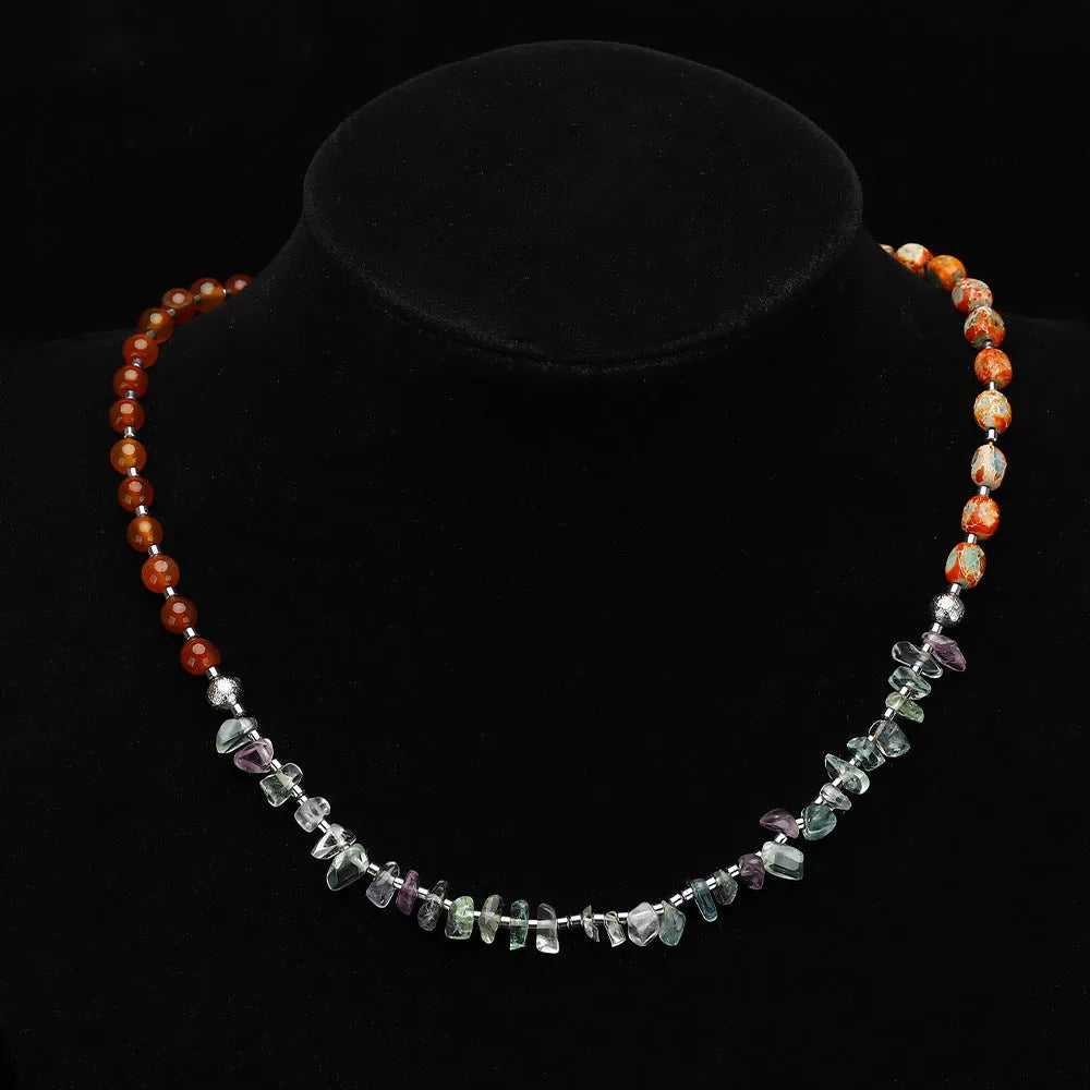 Hand-woven Persian Gulf agate bracelet with geometric round beads design