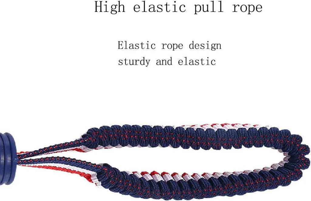 Blue dog ball with rope toy showing textured surface and cotton rope attachment