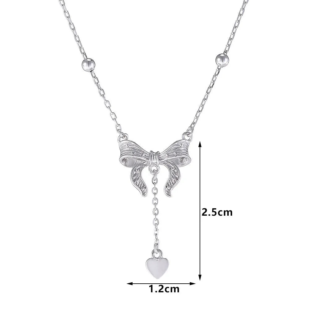 S925 silver butterfly heart pendant on adjustable 40-45cm O-ring clavicle chain