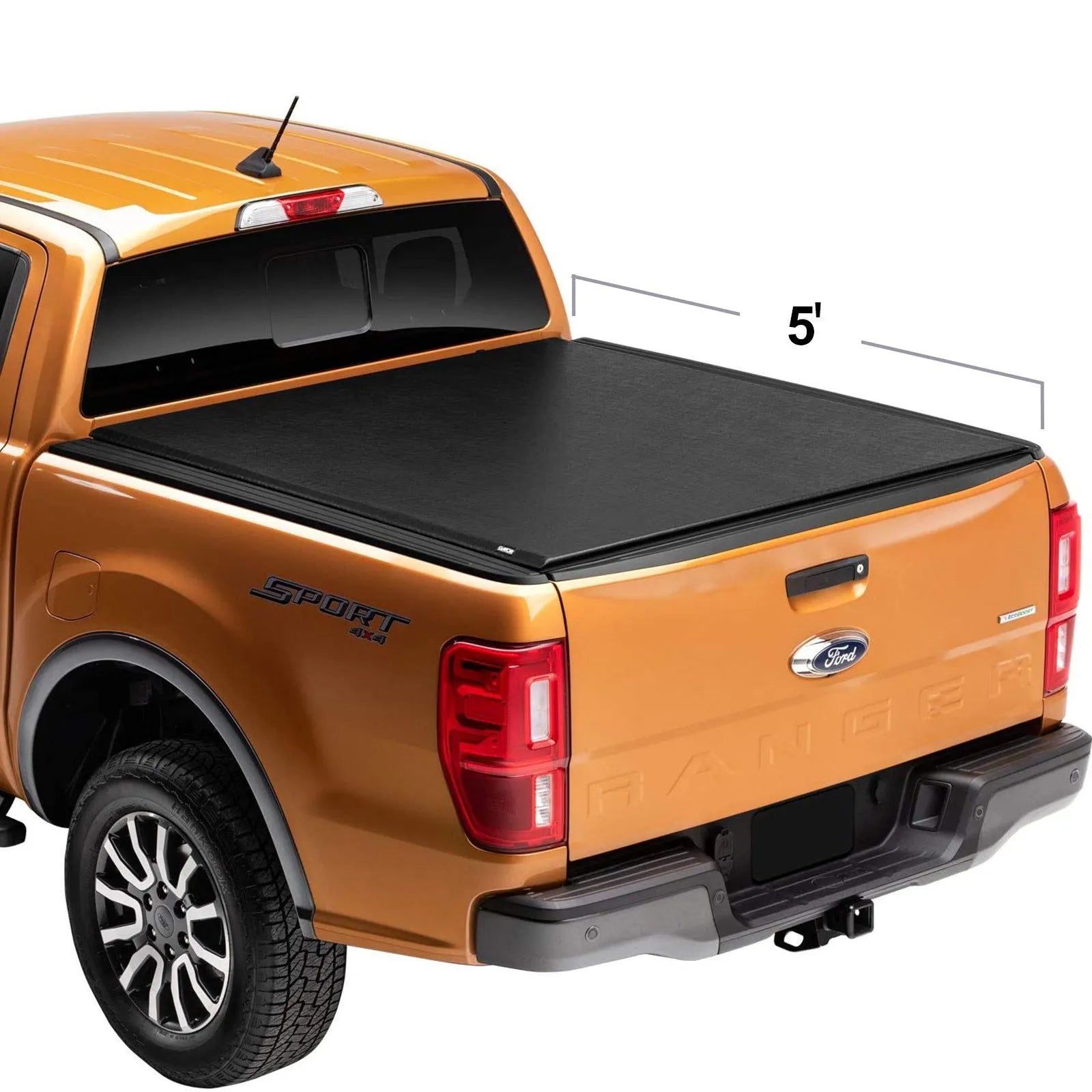 Black PVC soft roll roller shutter cover fitted on Ford Ranger 5ft pickup truck bed