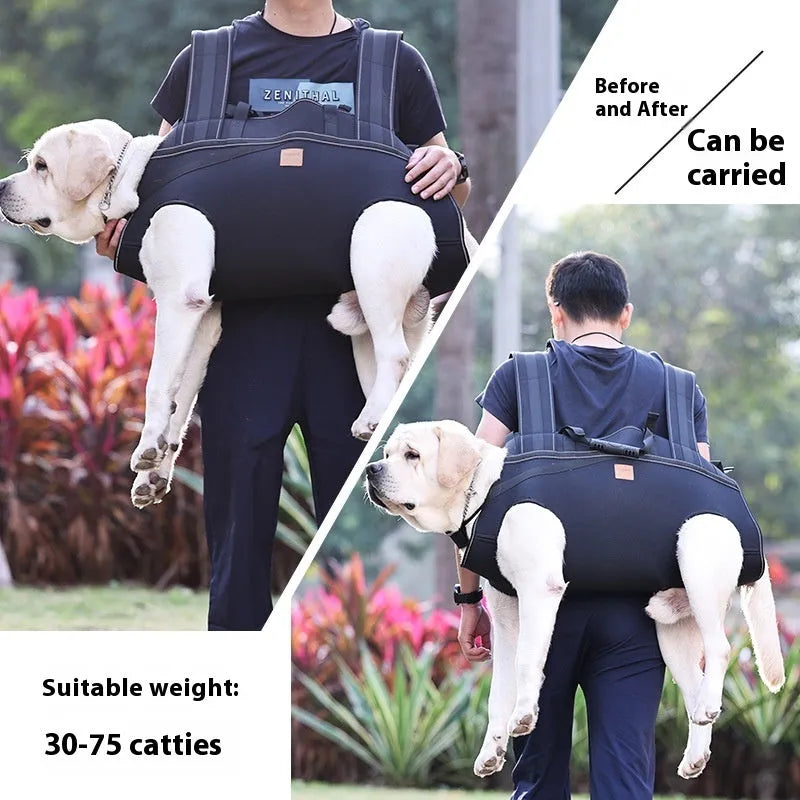 Black Oxford cloth dog backpack for medium to large dogs with soft construction