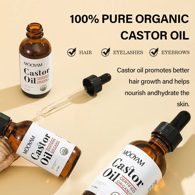 Mooyam Castor Oil 60ml organic basic oil for skin massage hair eyebrow eyelash care