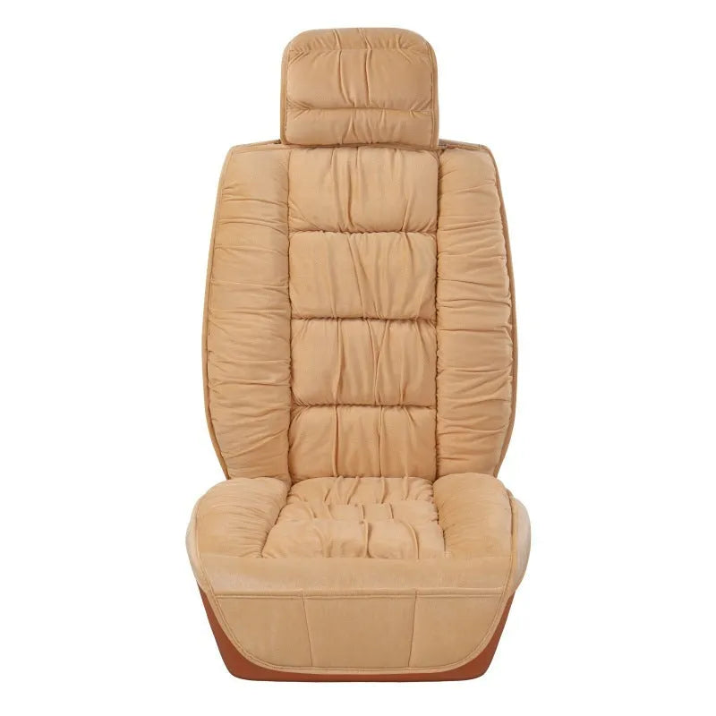 Winter plush car seat cushion with wool cotton filler on vehicle seat