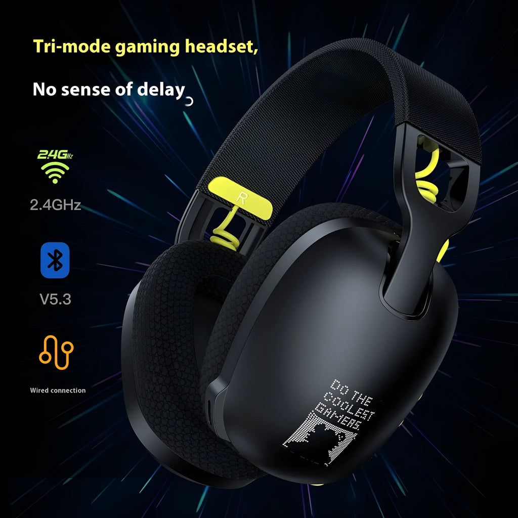 Wireless Bluetooth gaming headset in black colour with head-mounted design and noise reduction features