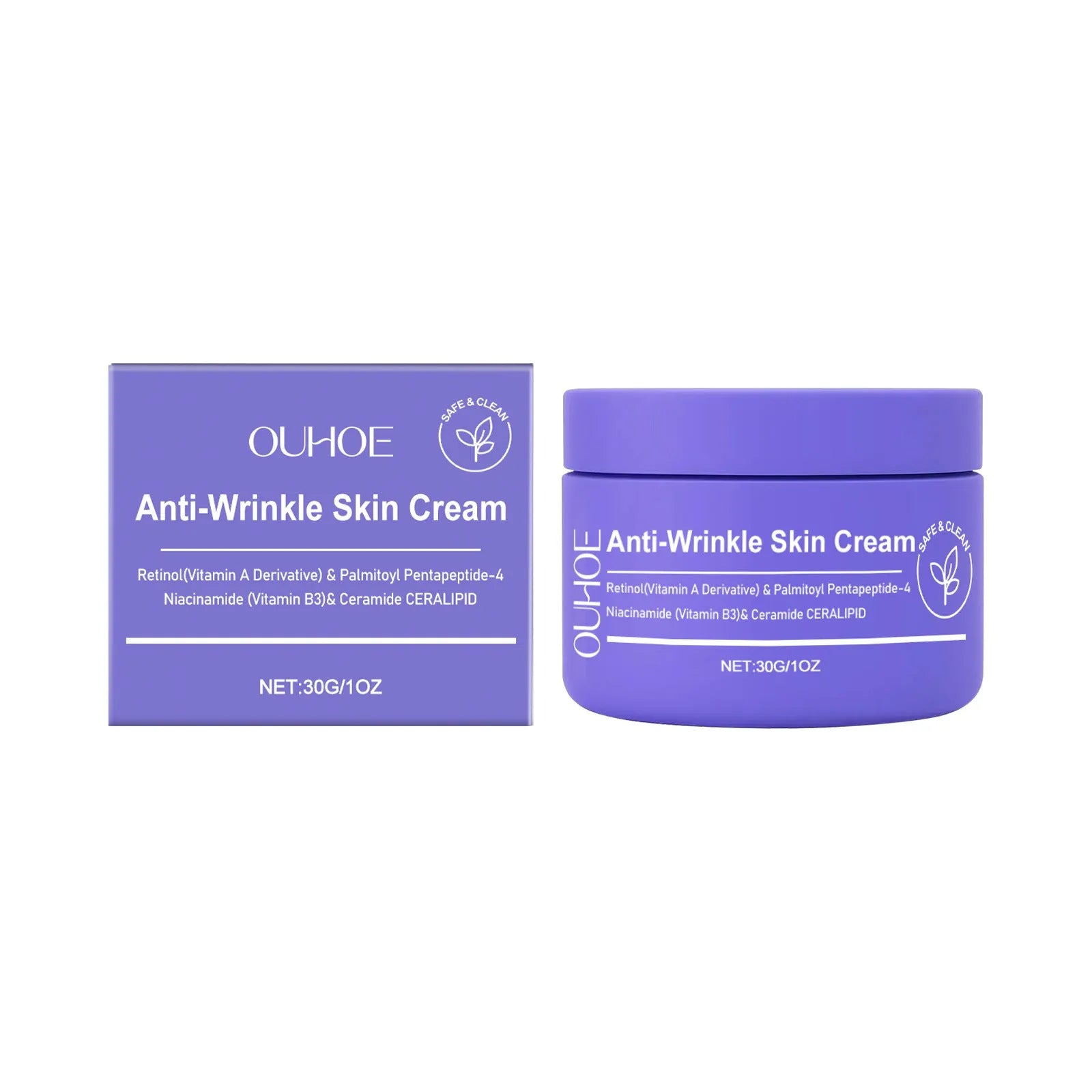 30g jar of moisturising neck cream with retinol and ceramides for daily skincare.