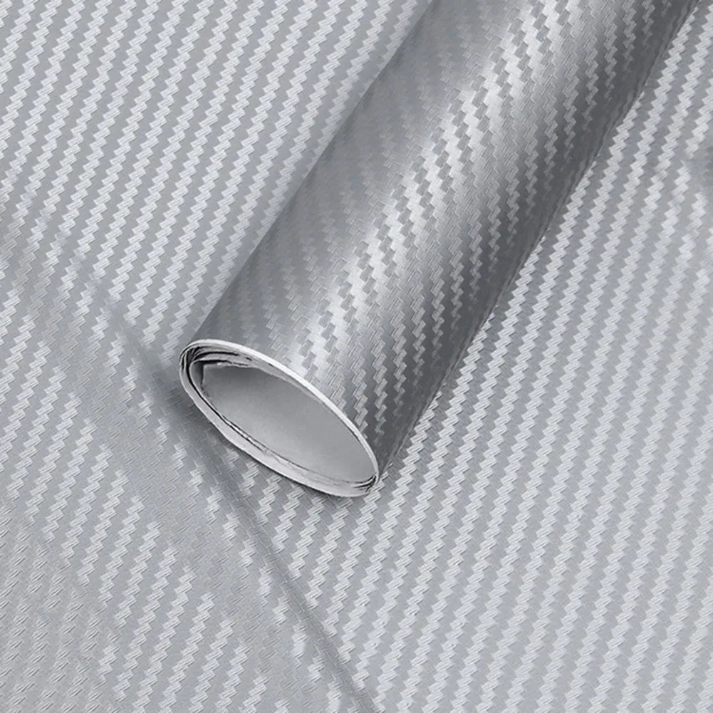 3D PVC car body sticker with striped pattern in black on a white car side panel, 127x10cm size