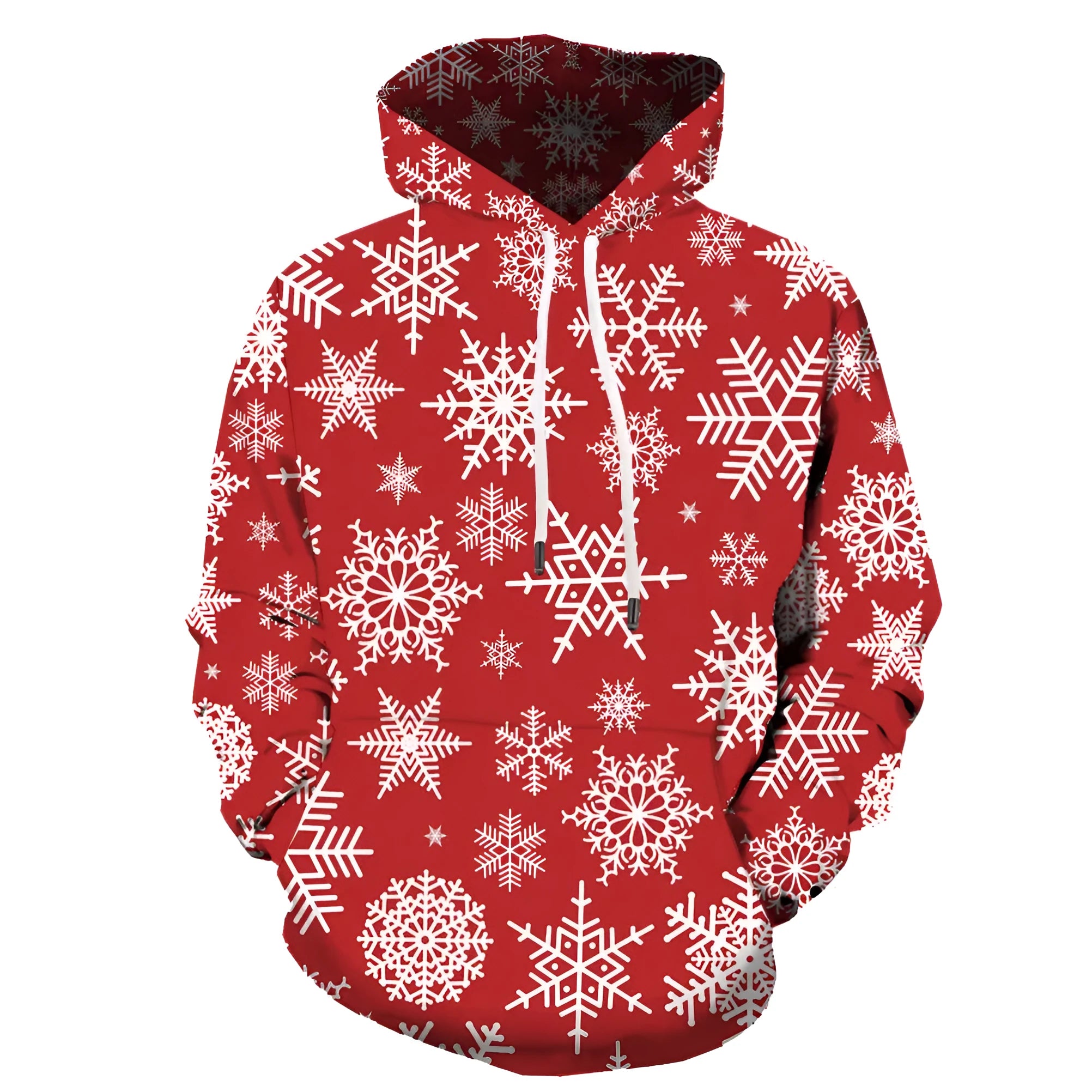 Men's red polyester Christmas hoodie pullover no collar casual festive top
