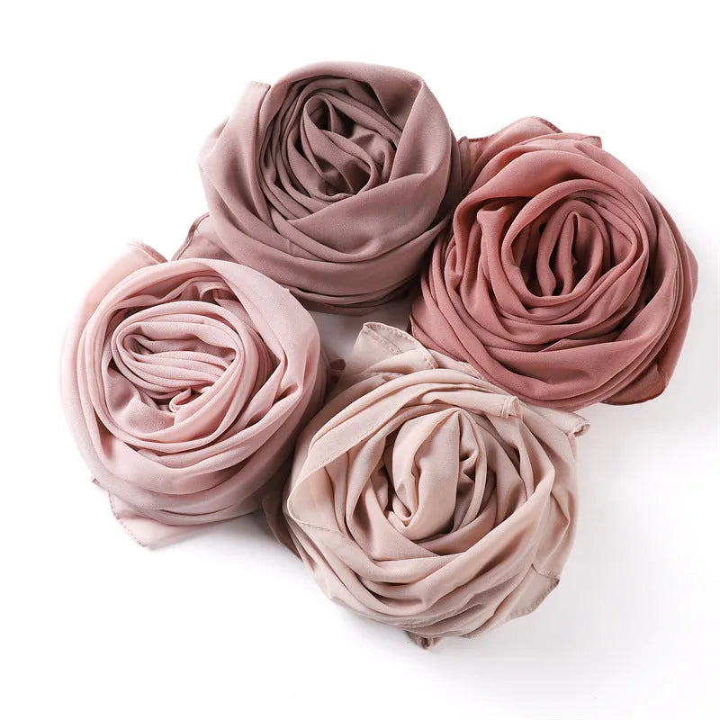 Solid colour pearl chiffon scarf head covering 70x180cm in monochrome shade