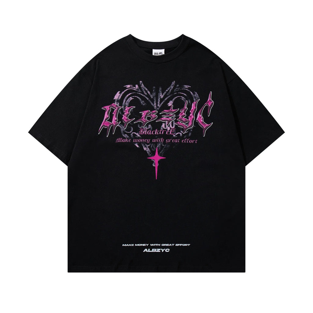 Men's cotton t-shirt with retro print design in loose fit style