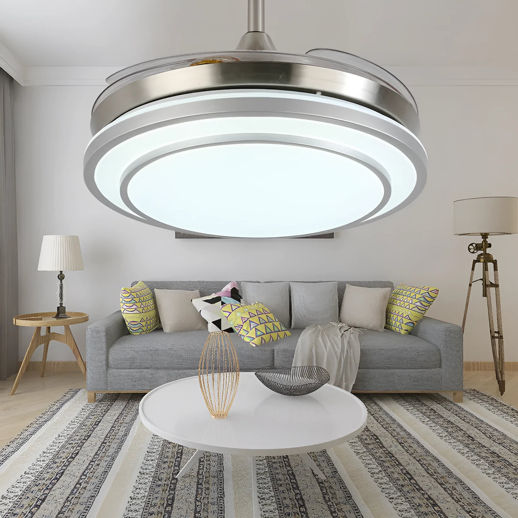 Home full spectrum eye protection LED fan chandelier 36 inch gold with invisible ABS blades