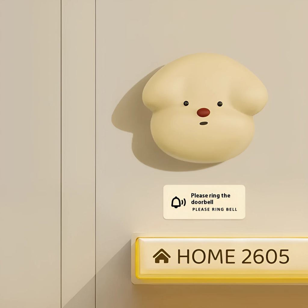 Wireless plug-in doorbell with self-generating chime in milky yellow or white colour options