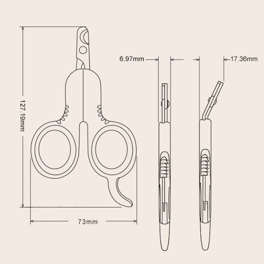 Professional pet nail clippers with curved tips and rubber-coated handles for cats and small dogs