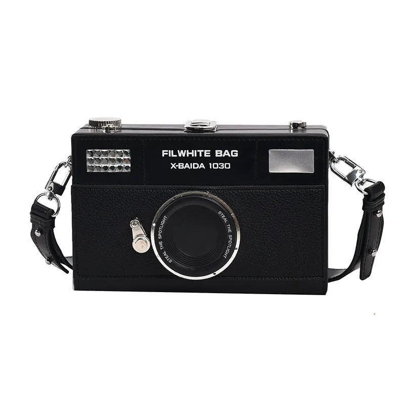 Soft PU mini crossbody camera bag in a horizontal square shape with a single strap.