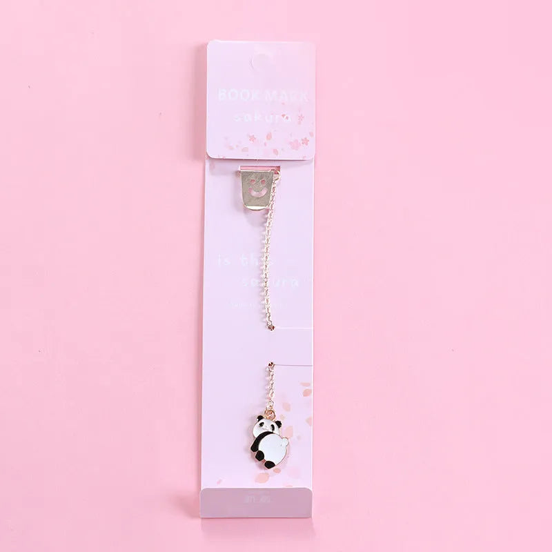 Metal bookmark with cartoon pendant in choice of animal and object designs