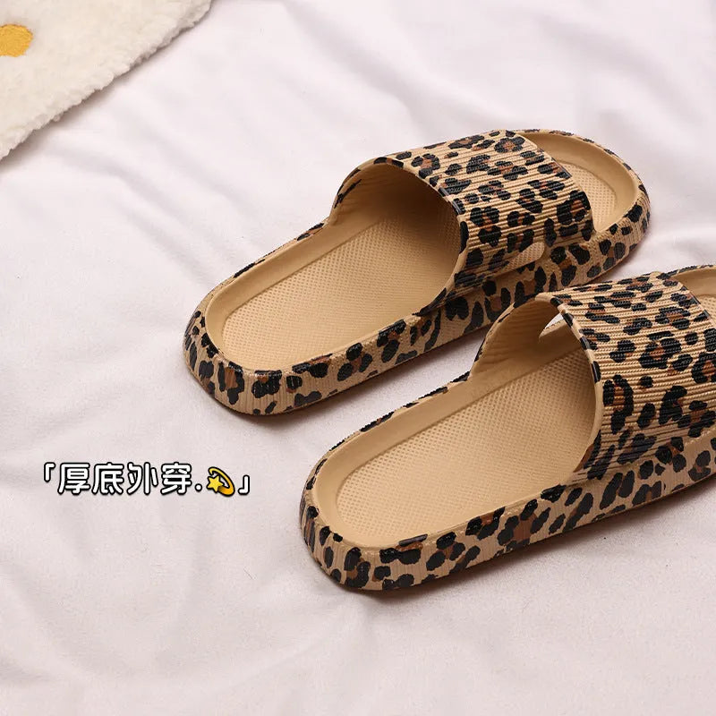 Women's leopard print EVA slippers with thick sole in multiple animal print colours