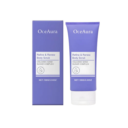 100g tube of body scrubbing cream with walnut shell powder and volcanic ash for exfoliation