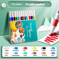 Set of multicolour acrylic marker pens for student art projects, available in boxes of 12 to 80 colours.