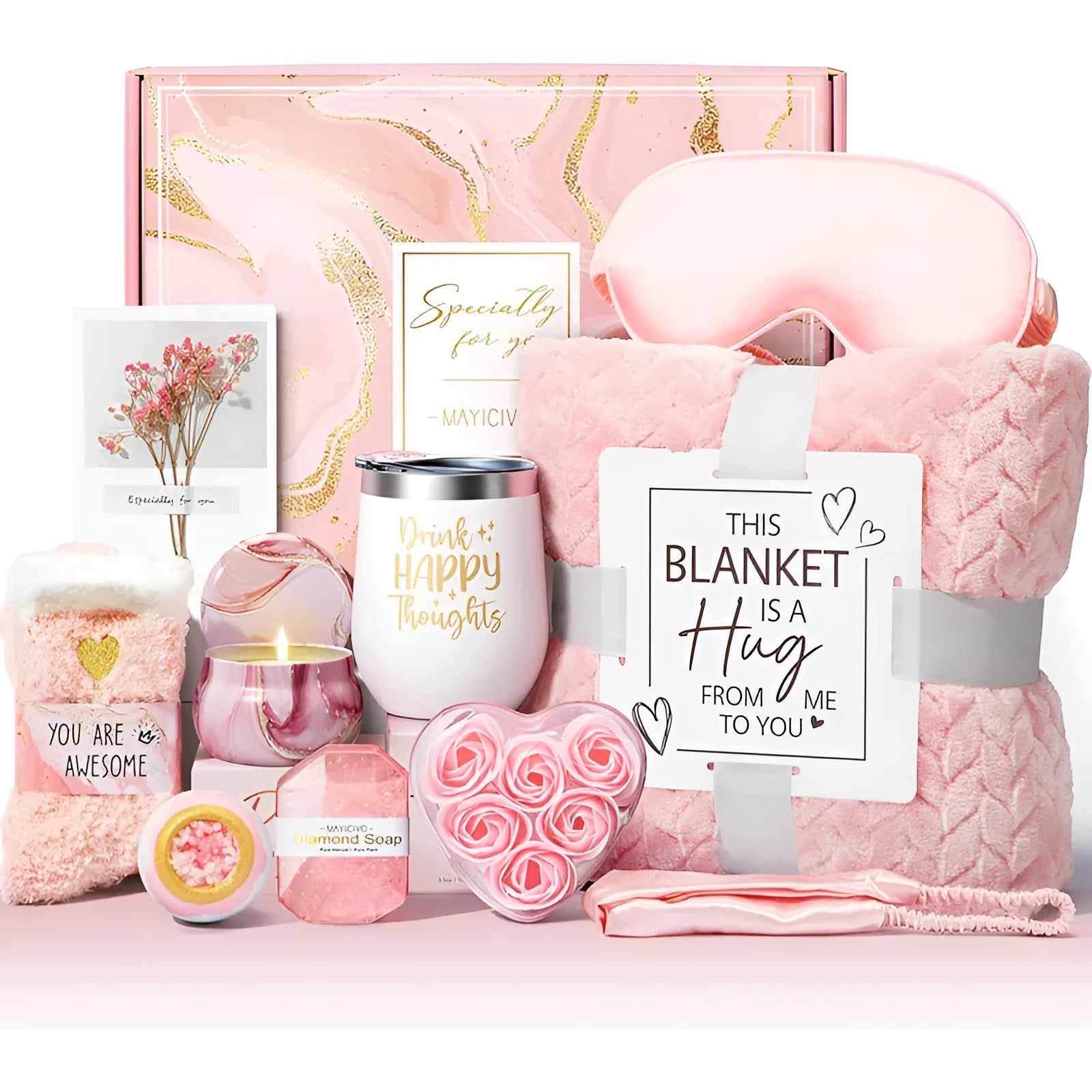 Aromatherapy bath gift set in a modern simplicity plastic container, dimensions 27x23x13 cm.