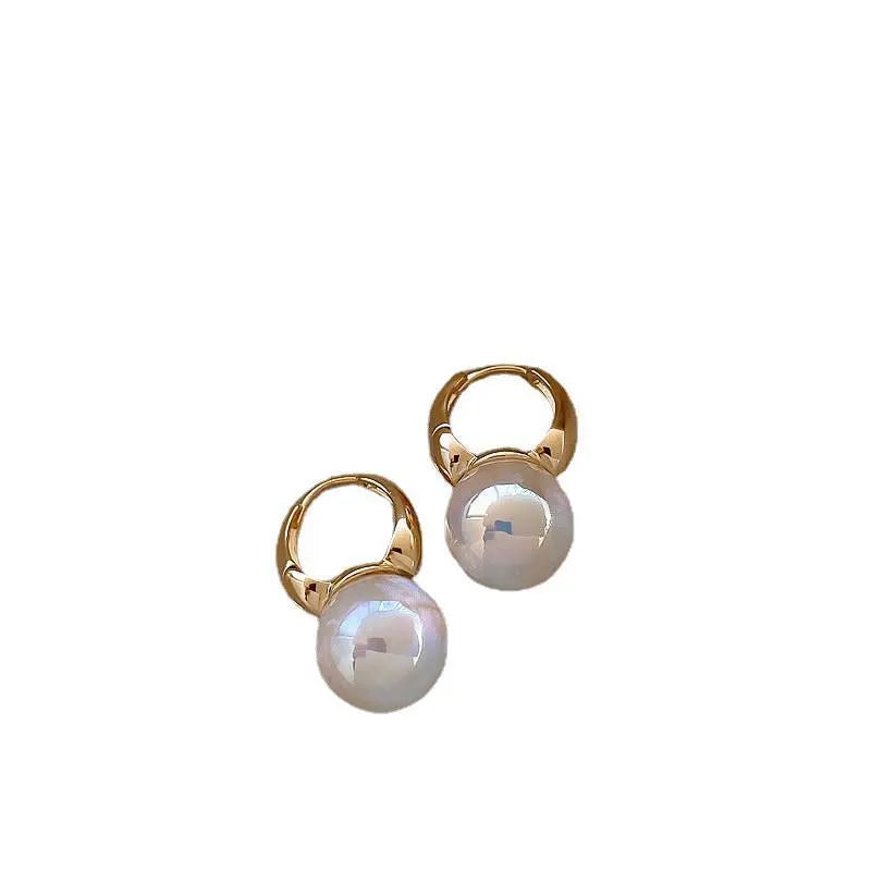 Mermaid pearl earrings for women in 14K gold plated copper U-shape clip-on style white colour