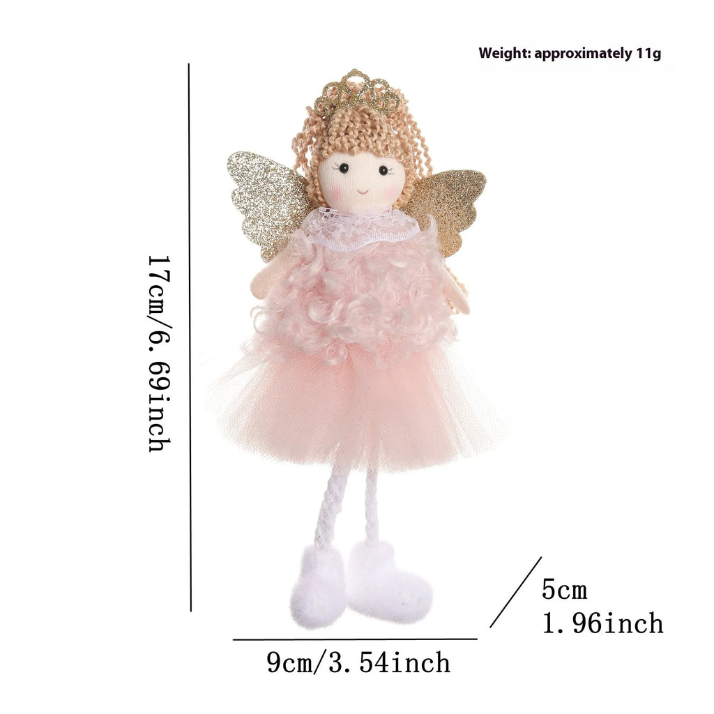 Christmas angel fabric pendant hair accessory for girls' high ponytails in white, pink, or khaki style