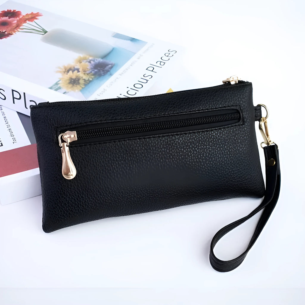 Soft PU leather women's crossbody shoulder bag in horizontal square shape with zipper pocket