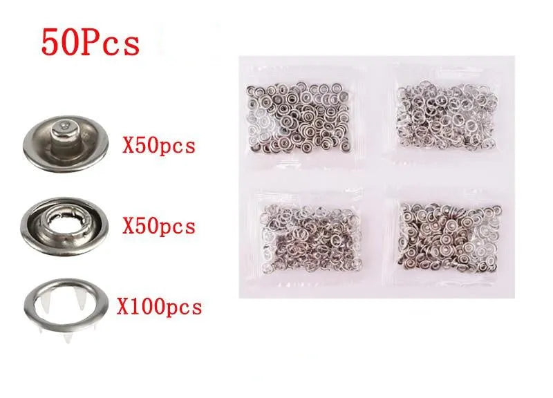 Stainless steel five-claw no-sew buttons measuring 9.5mm for children's clothing repair