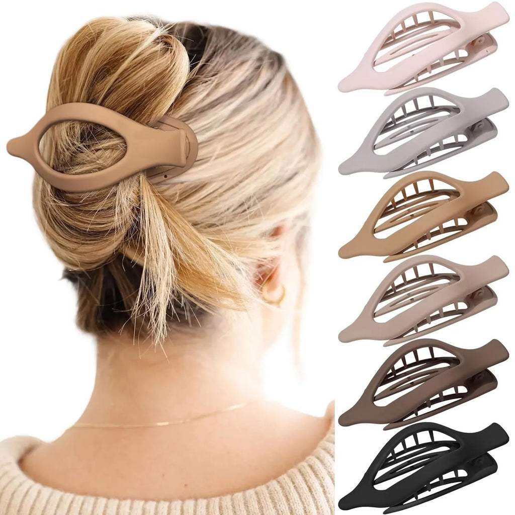 Women's rose red hair clips with frosted grip and quadrilateral pointed toe design