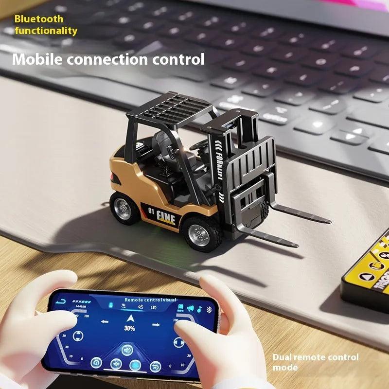Bluetooth simulation engineering model remote-control automobile 1:64 mini alloy fork lift with mobile phone connection