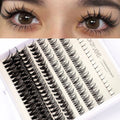 False eyelash glue suit with artificial fiber lashes, glue, tweezers, and brush in coordinated tool set