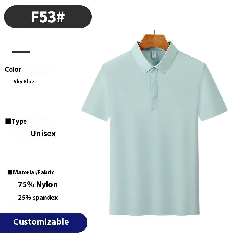 Man's brocade polo shirt in apple green with ammonia seamless short sleeves for summer sports