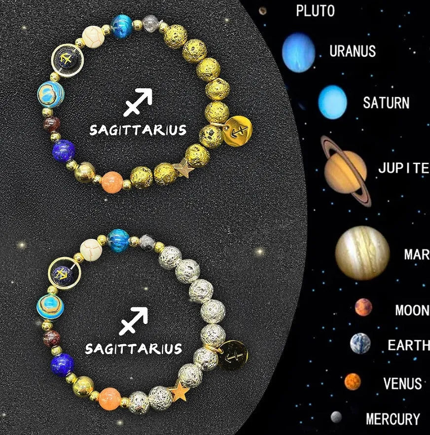 Two natural stone beaded bracelets showing different colours for the Chinese zodiac sign set.
